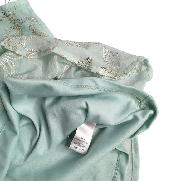 Fairy LC Lauren Conrad Tank Top Women Medium Mint Green Sequin Floral Scoop Neck - Picture 7 of 16